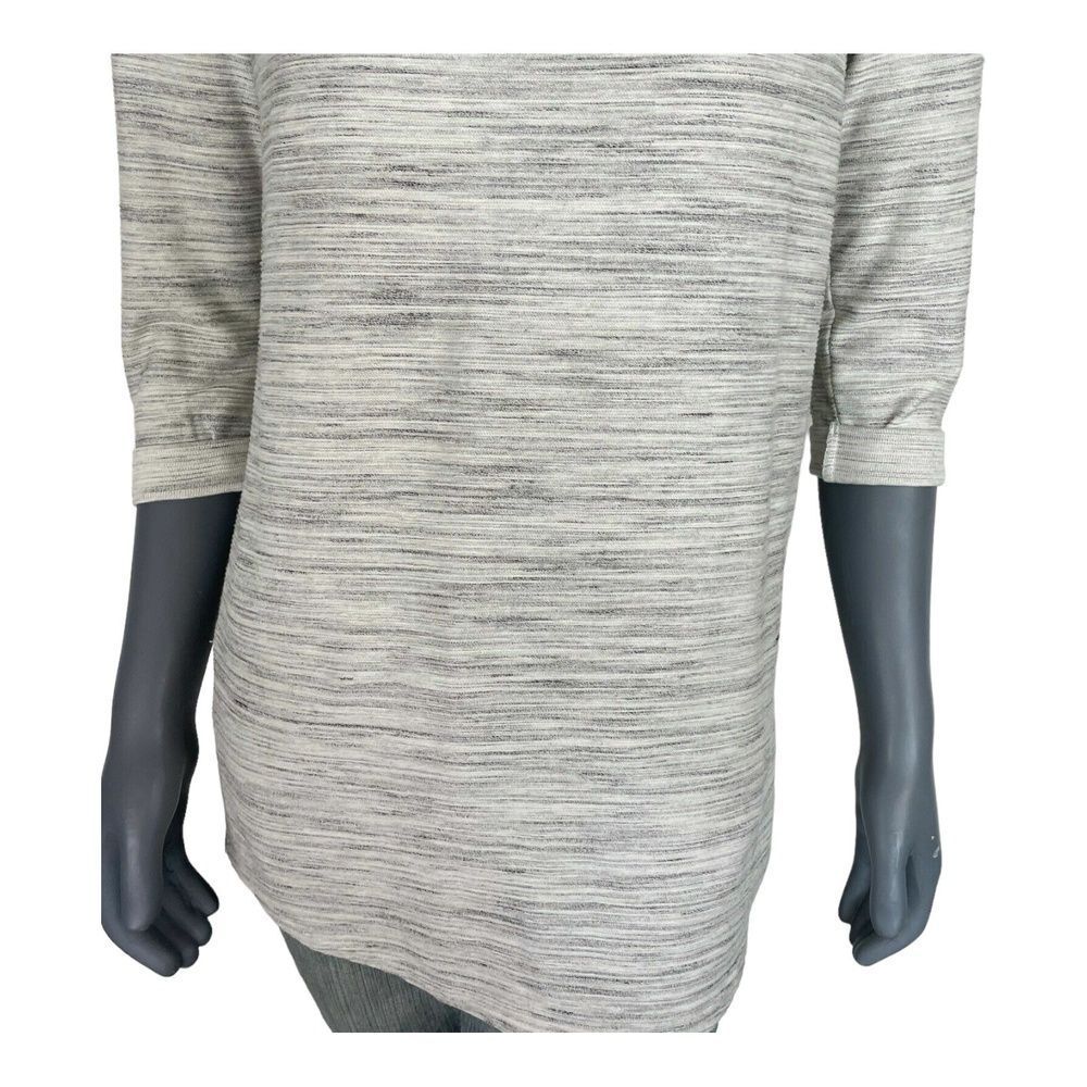 TopShop Womens Knit Top Gray Crew Neck Heathered Half Sleeves Tunic Zip Casual 2 - Picture 4 of 7